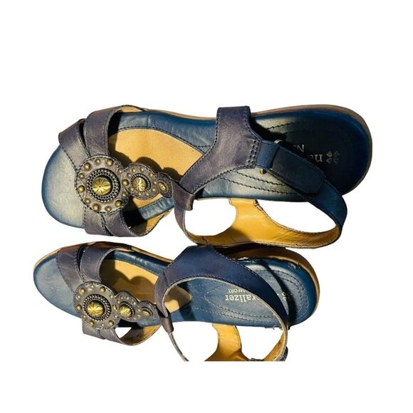 Naturalizer Womens Flat Slingback Sandals N5 Comport Navy Blue 7 1/2M - Picture 2 of 13